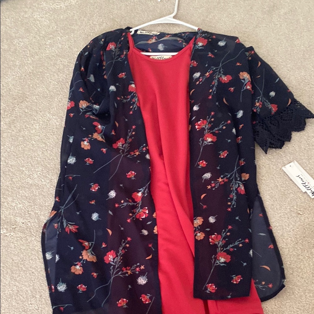 Floral Kimono with Red Dress